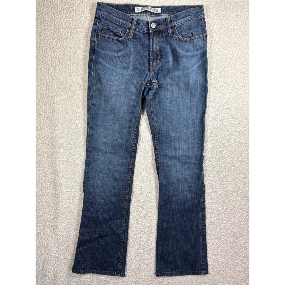 Express Stella Jeans Women's 4L Low Rise Bootcut Medium Wash Stretch Meristem